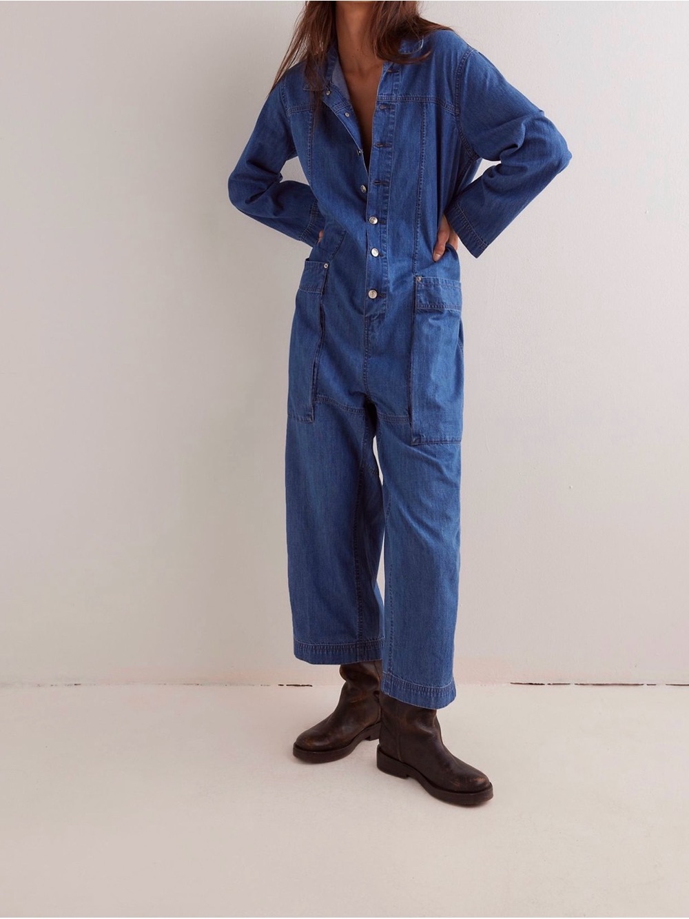 We The Free Margarita Jumpsuit- Blue